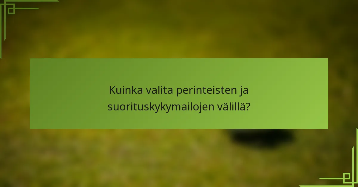 Kuinka valita perinteisten ja suorituskykymailojen välillä?