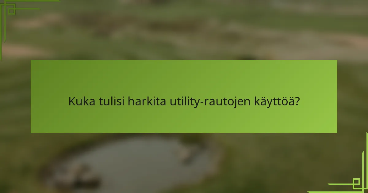 Kuka tulisi harkita utility-rautojen käyttöä?