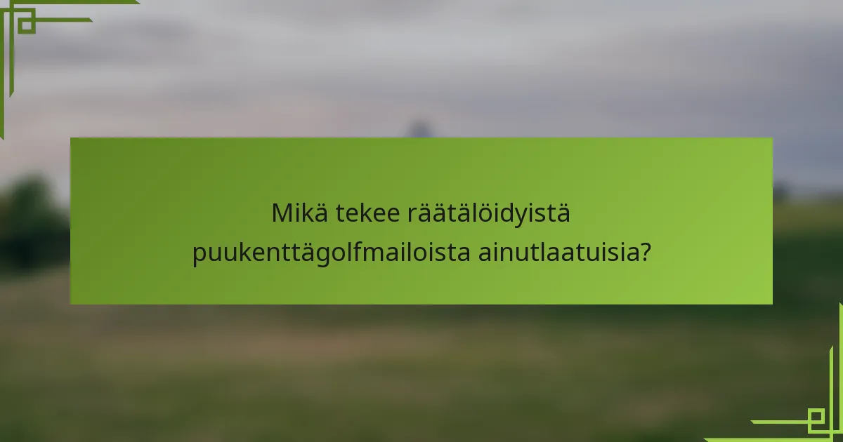 Mikä tekee räätälöidyistä puukenttägolfmailoista ainutlaatuisia?