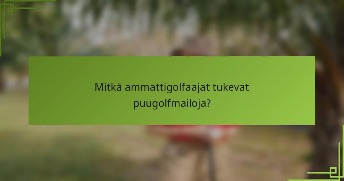 Mitkä ammattigolfaajat tukevat puugolfmailoja?