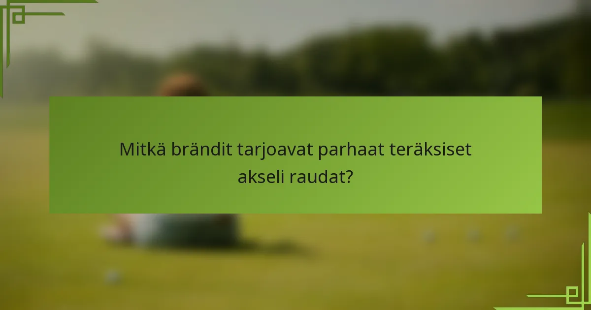 Mitkä brändit tarjoavat parhaat teräksiset akseli raudat?