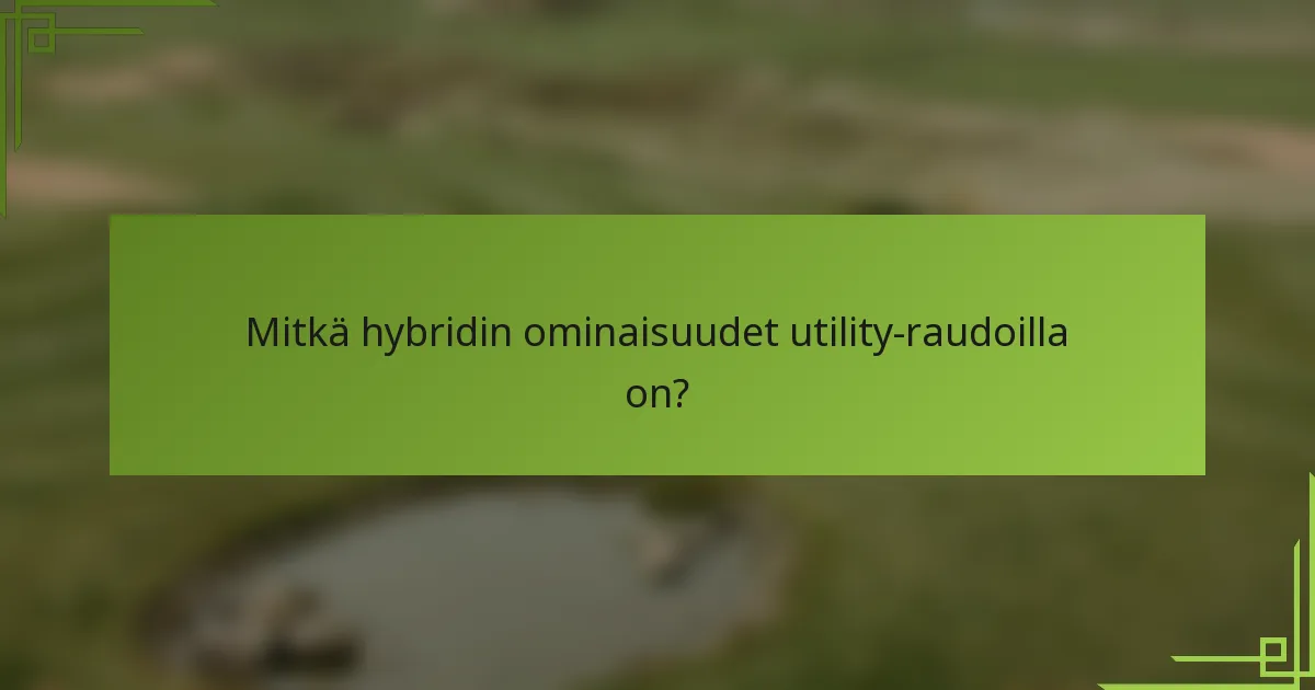 Mitkä hybridin ominaisuudet utility-raudoilla on?