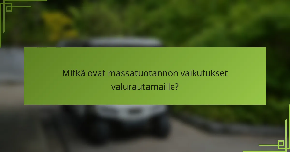 Mitkä ovat massatuotannon vaikutukset valurautamaille?