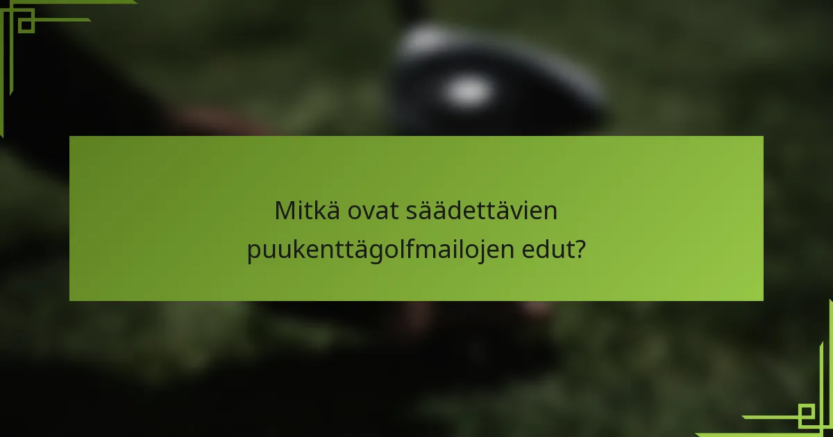 Mitkä ovat säädettävien puukenttägolfmailojen edut?
